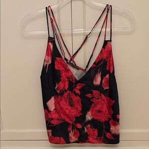 Victorias Secret Floral Strappy Black and Red Women's Top
